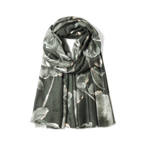 Flowers In Glitter Scarf - Green