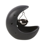 Black Cresent Moon Hanging Oil Buner With Gold Dish