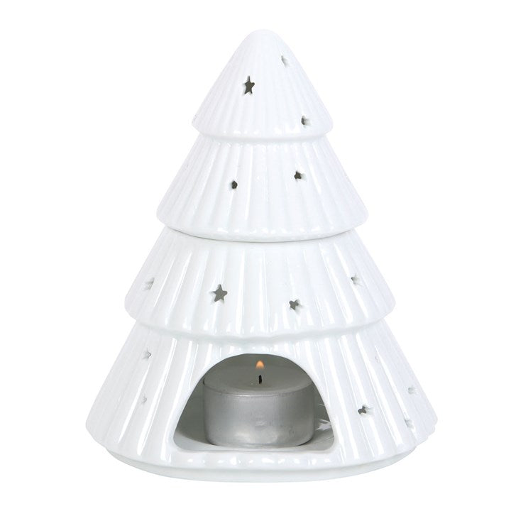 White Christmas Tree Oil Burner Wax Warmer