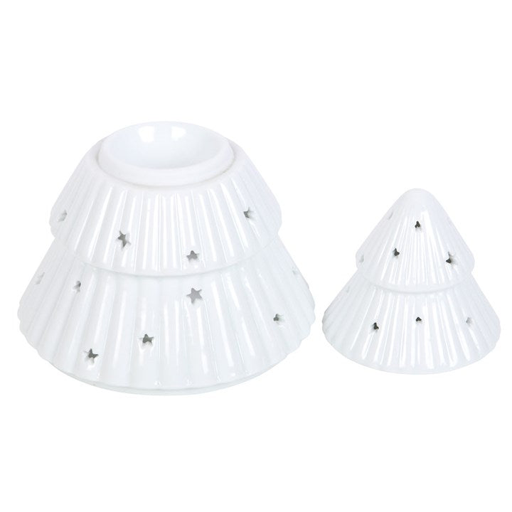 White Christmas Tree Oil Burner Wax Warmer