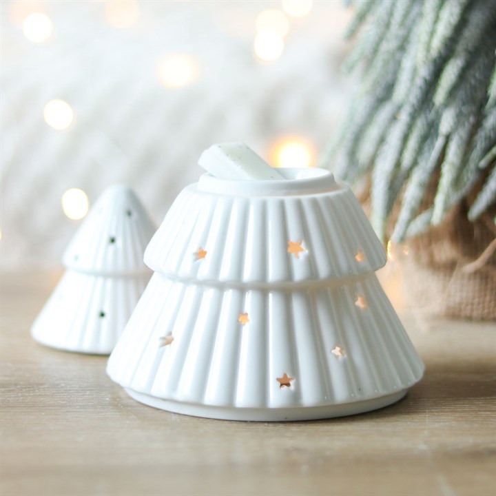 White Christmas Tree Oil Burner Wax Warmer