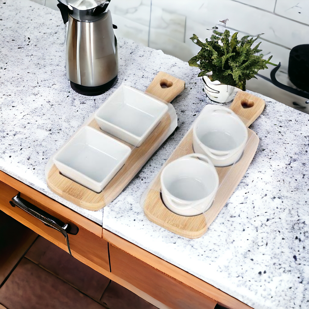 Dipping Dishes On Bamboo Serving Boards