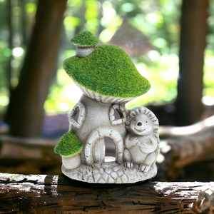 Grassy Toadstool House With Hedgehog