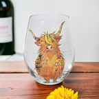 Highland Cow Stemless Glass