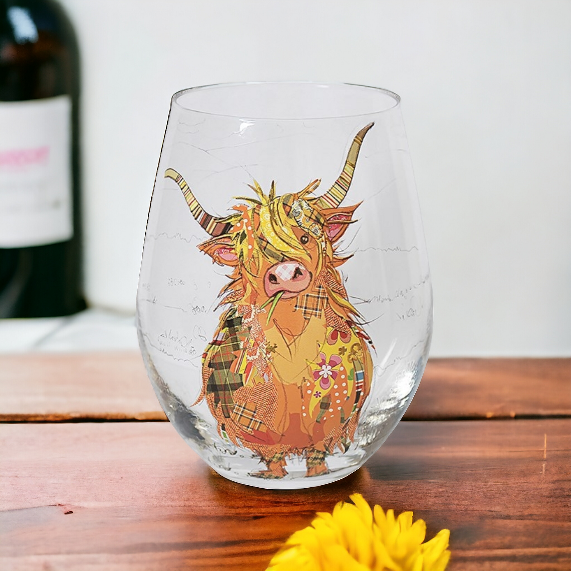 Highland Cow Stemless Glass