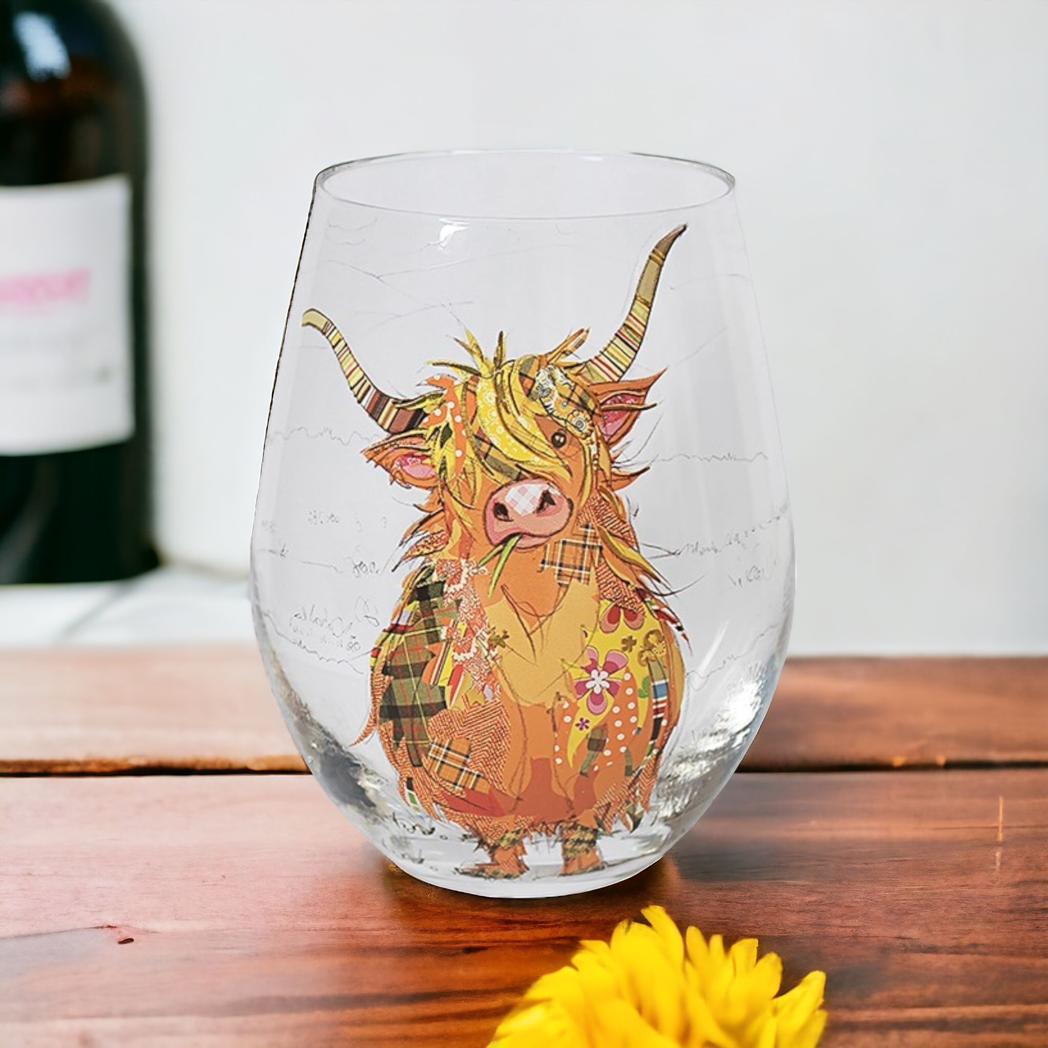 Highland Cow Stemless Glass