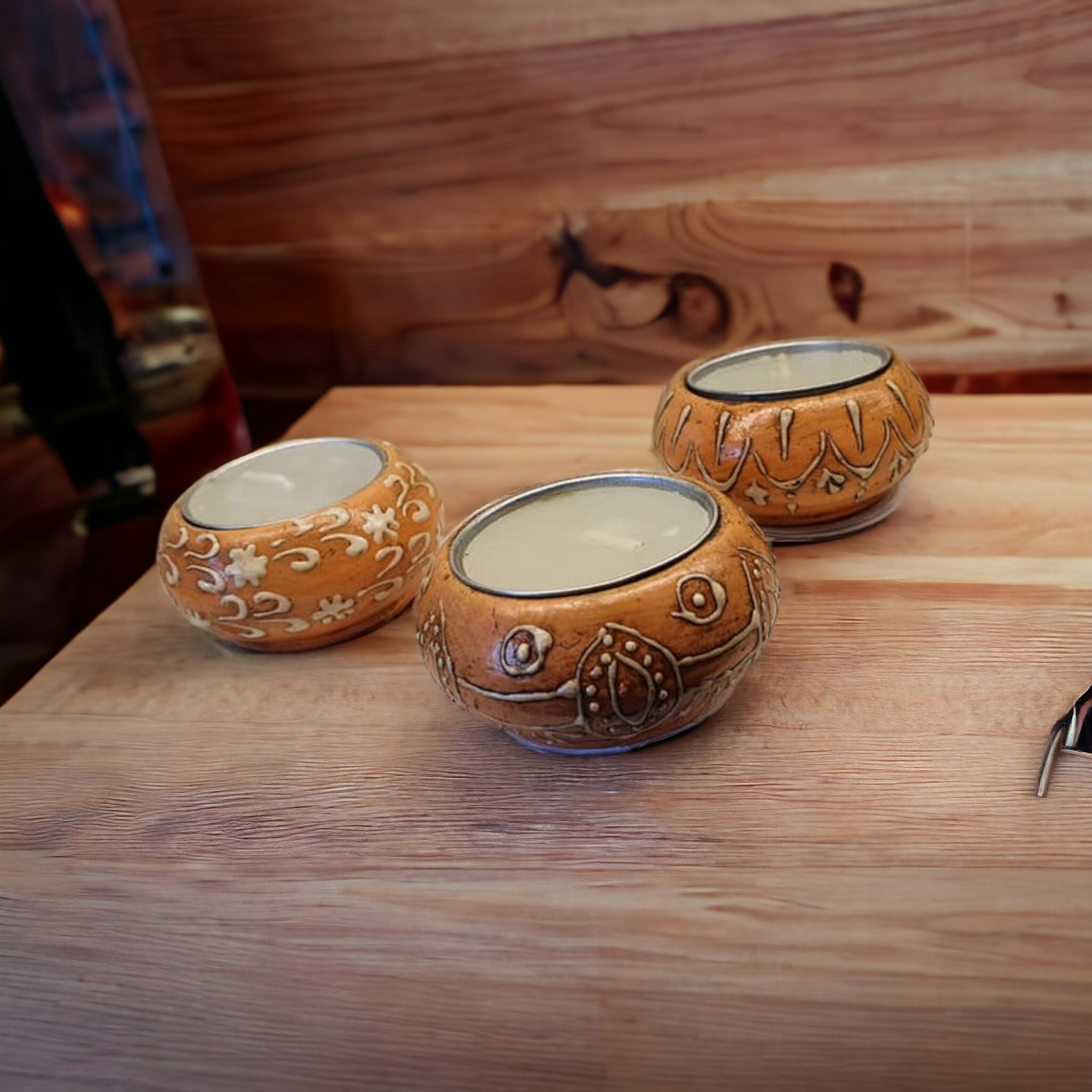 Moroccan Peach T-Light Holders - Set of 3