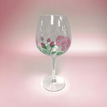 Load image into Gallery viewer, Pink Rose Hand Painted Wine Glass
