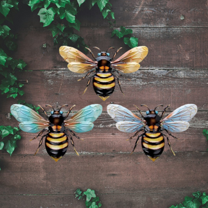 Garden Wall Art - Metallic Bees - Small