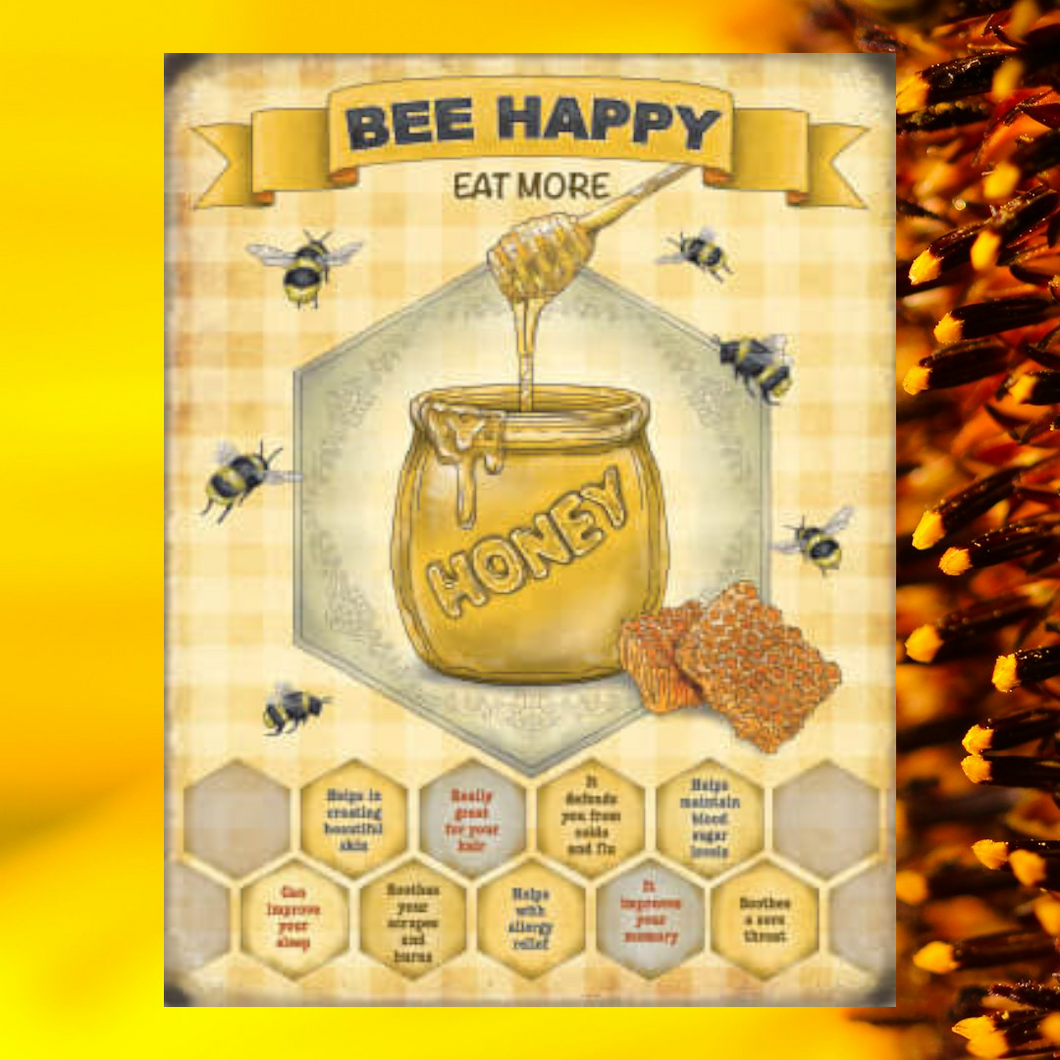 Bee Happy Metal Sign