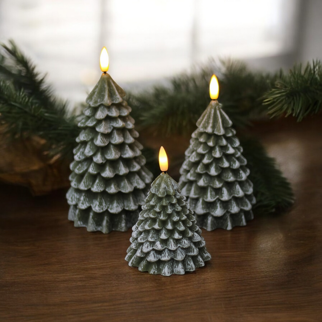 LED Christmas Tree Candle - Set of 3