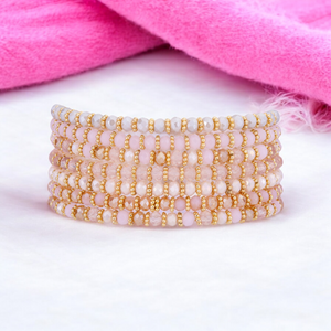 Venus Crystal Elasticated Bracelet - Gold & Pink