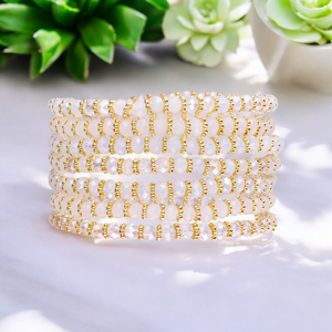 Venus Crystal Elasticated Bracelet - Gold & White