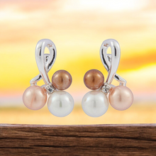 Load image into Gallery viewer, Shades of Mocha Silver Plated Pearl Earrings
