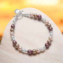 Load image into Gallery viewer, Shades Of Mocha Silver Plated Pearl Bracelet
