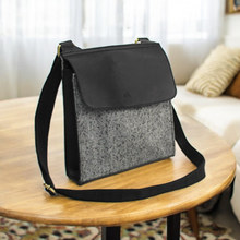 Load image into Gallery viewer, Herringbone Black Flap Bag
