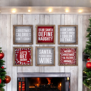 Wooden Framed Cheeky Christmas Signs