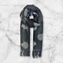 Load image into Gallery viewer, Cashmere Sheep Scarf - Grey/Black
