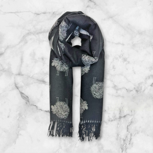 Cashmere Sheep Scarf - Grey/Black