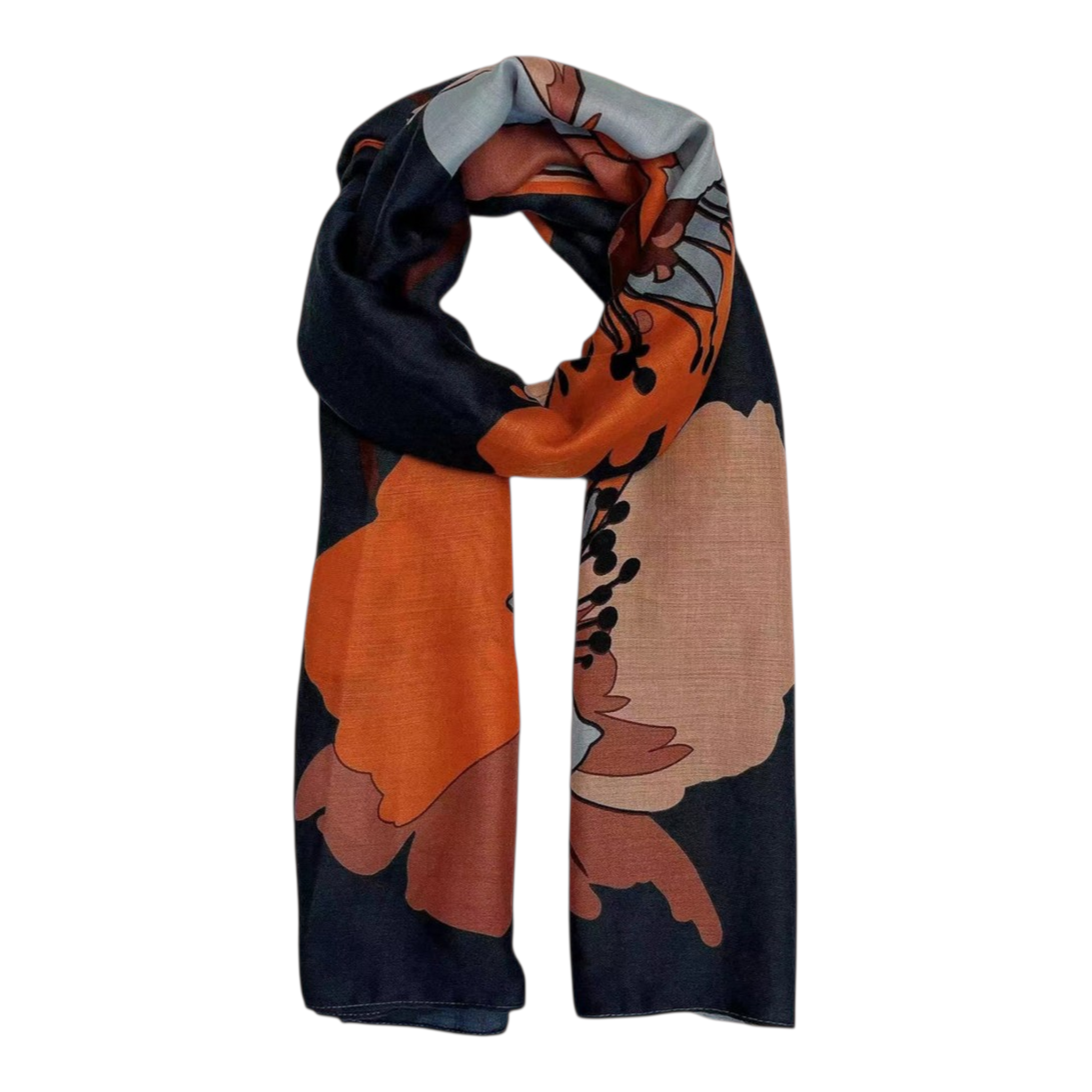 Eco Style - Floral Scarf - Black