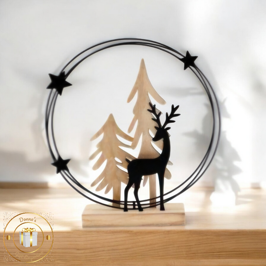 Silhouette Reindeer With Trees