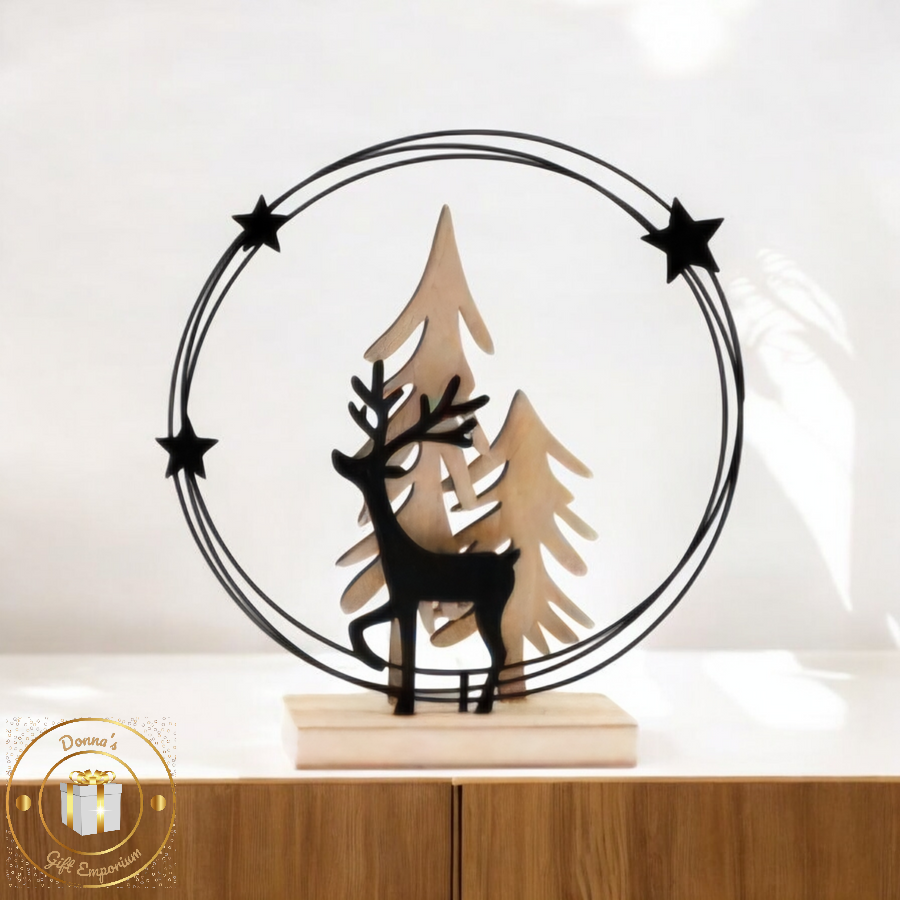 Silhouette Reindeer With Trees