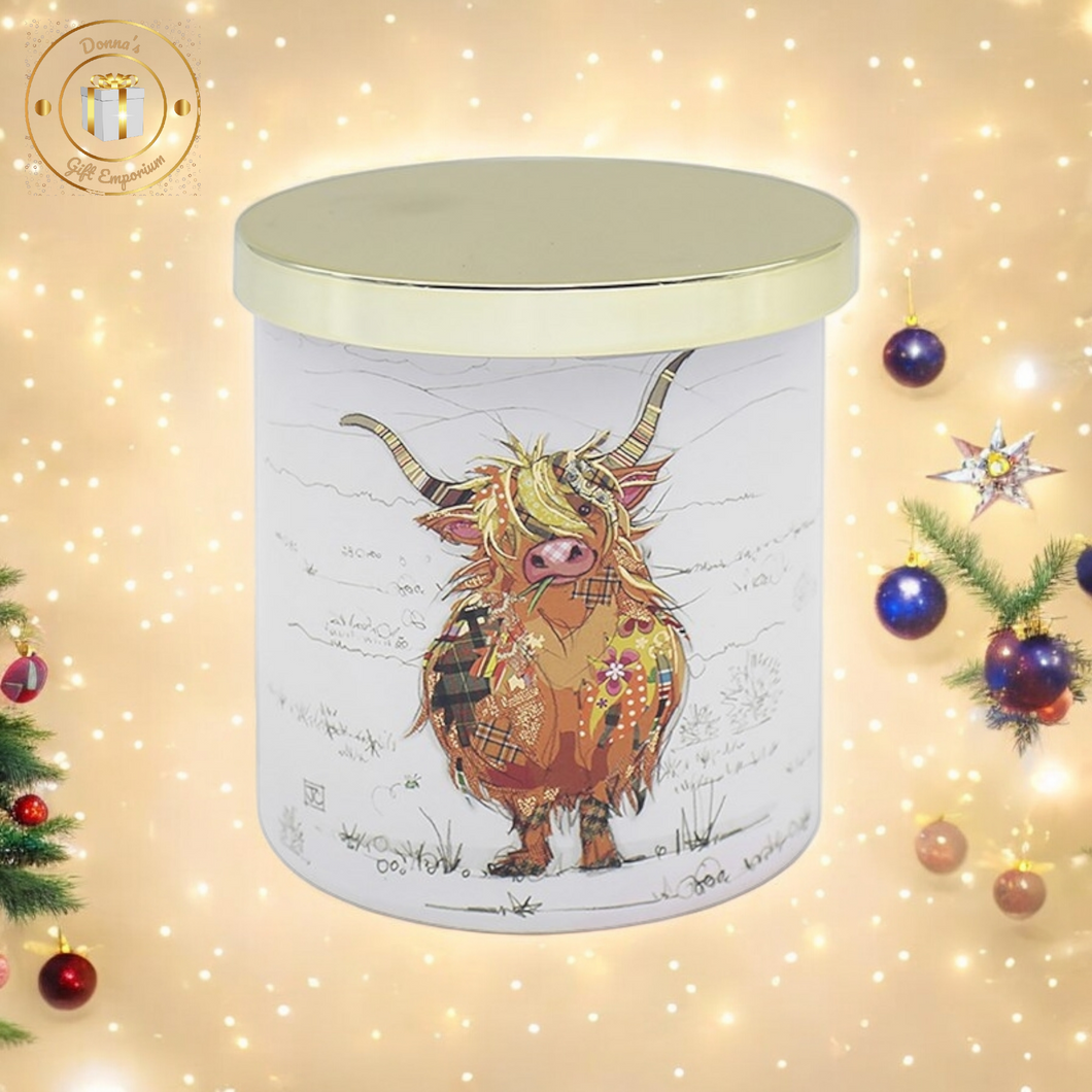 Christmas Hamish Highland Cow Bug Art Candle