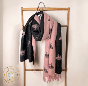 Cashmere Bees Scarf - Pink/Black