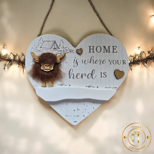 Highland Cow Heart Sign - Home Is Where Your Heard Is