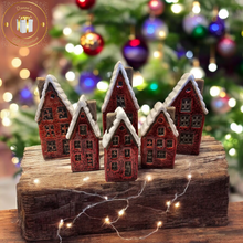 Load image into Gallery viewer, Winter Village -Red Ceramic Christmas Houses - Set of 6
