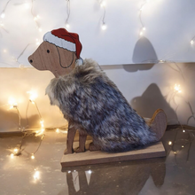 Load image into Gallery viewer, Fluffy Wooden Dog with Santa Hat
