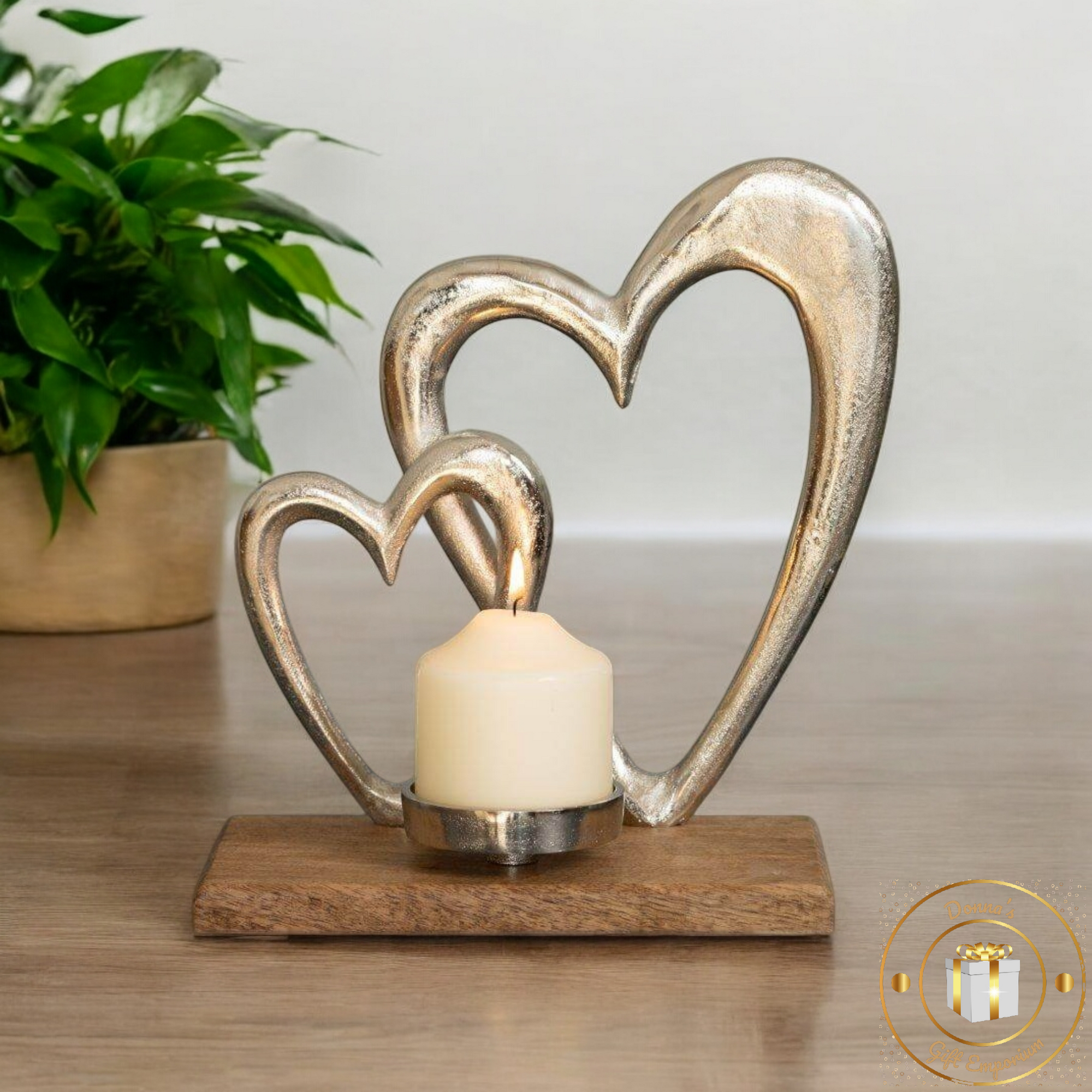Double Heart Candle Tea Light Holder