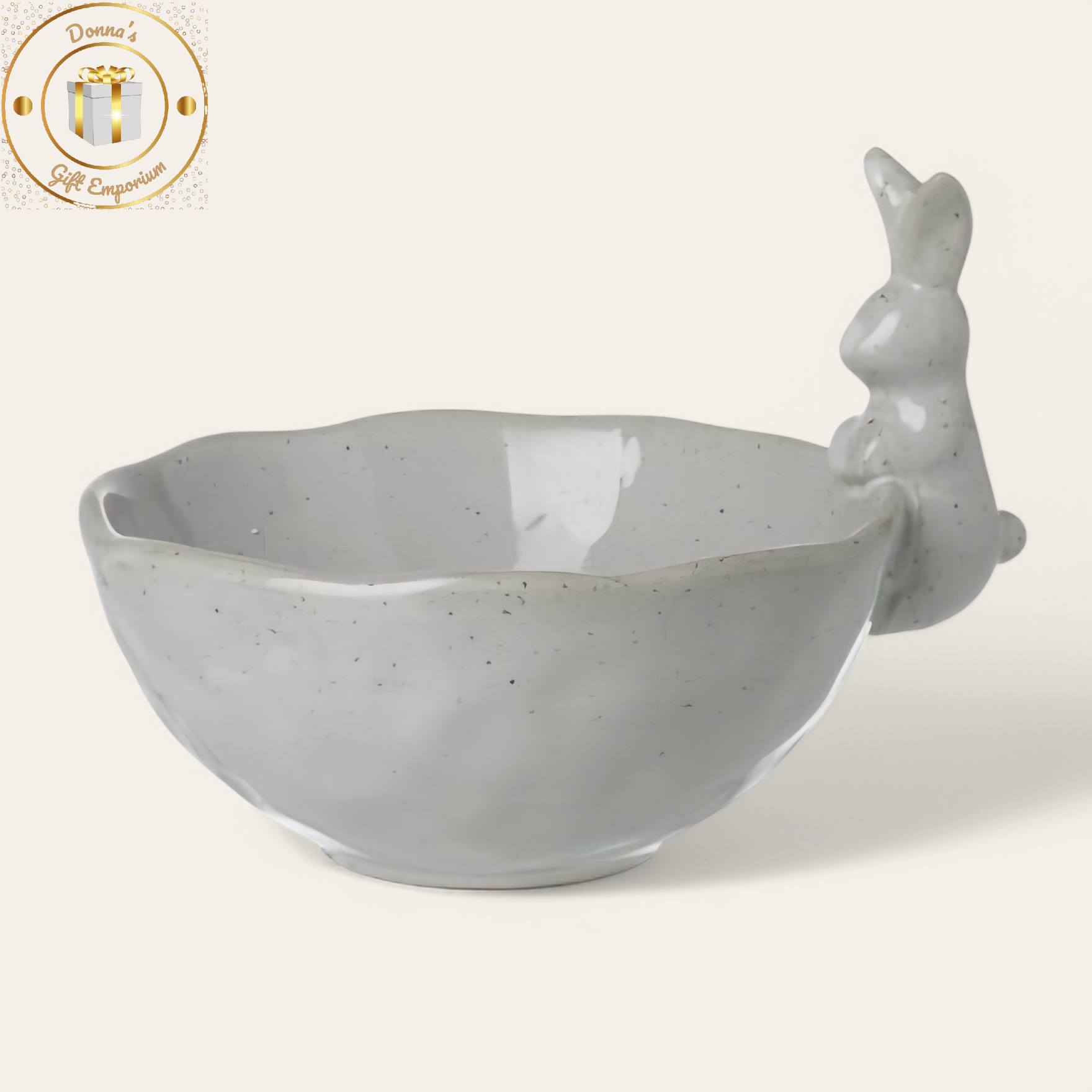 Grey Bowl With Easter Bunny