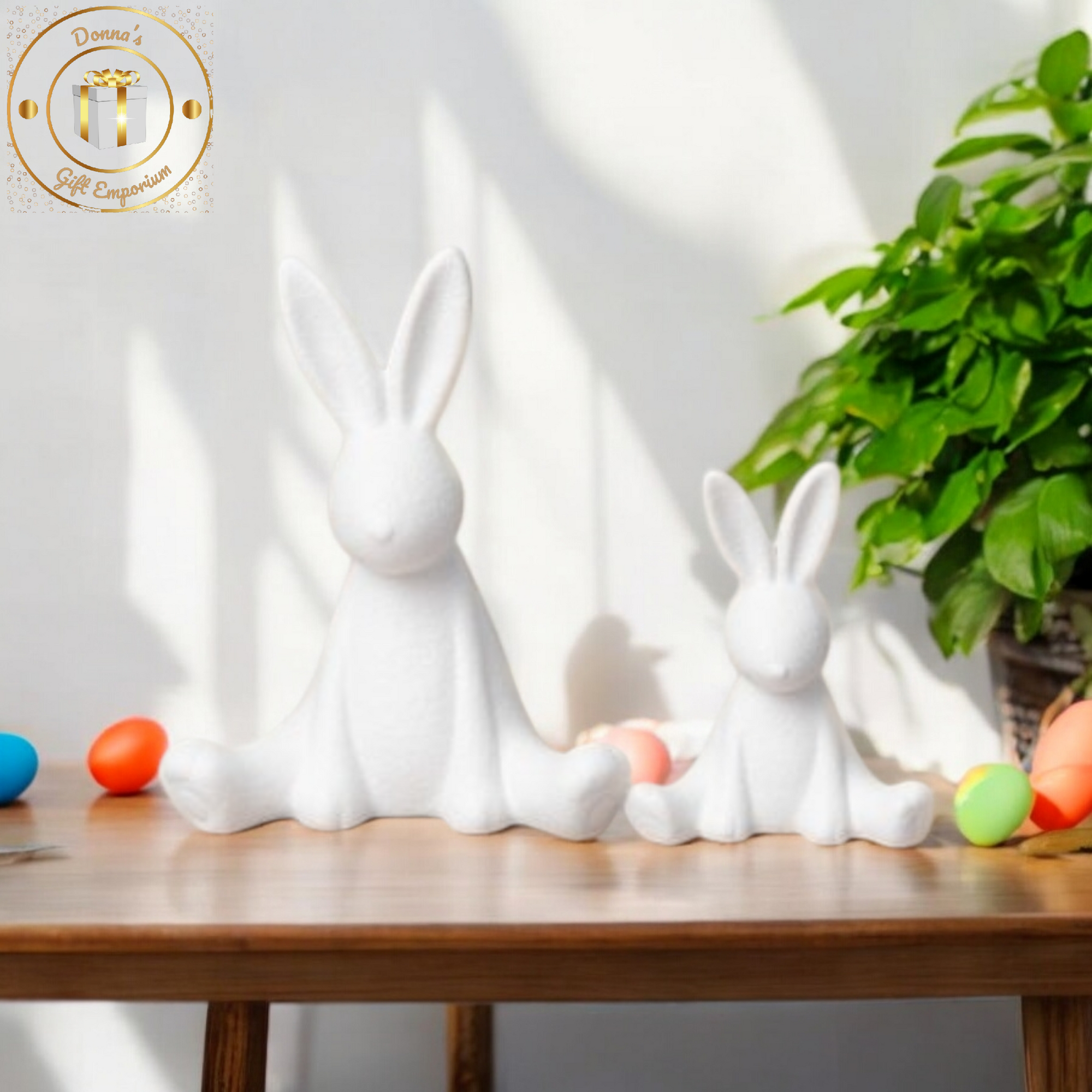 Matt White Textured Sitting Bunny Ornaments