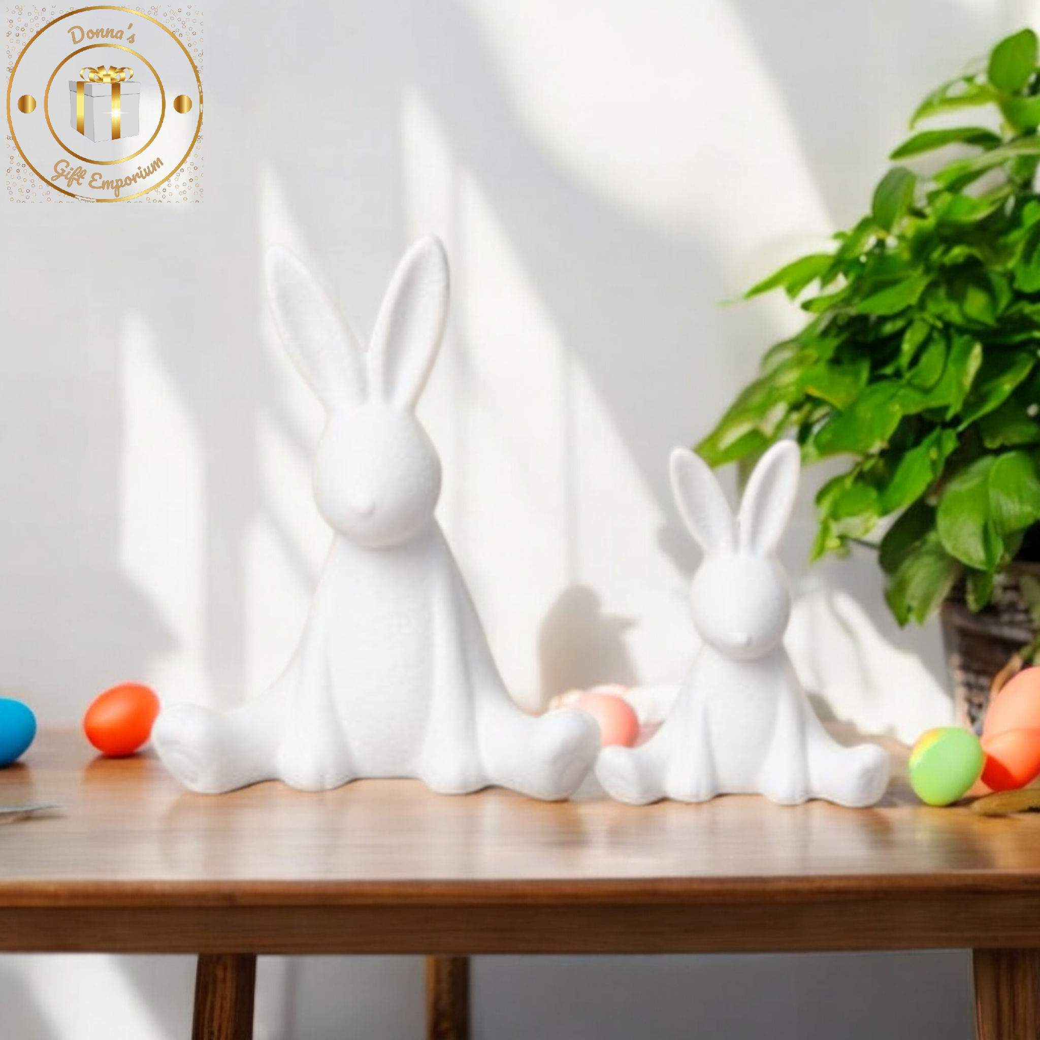 Matt White Textured Sitting Bunny Ornaments