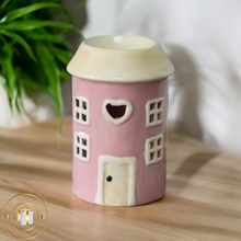 Load image into Gallery viewer, Village Pottery Round Pink House Ceramic Wax Warmer Oil Buner
