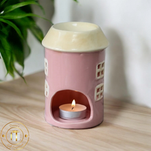 Load image into Gallery viewer, Village Pottery Round Pink House Ceramic Wax Warmer Oil Buner
