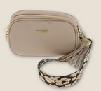Cross Body Shoulder Bag With Two Zips - Cream