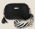 Cross Body Shoulder Bag Two Zips - Black