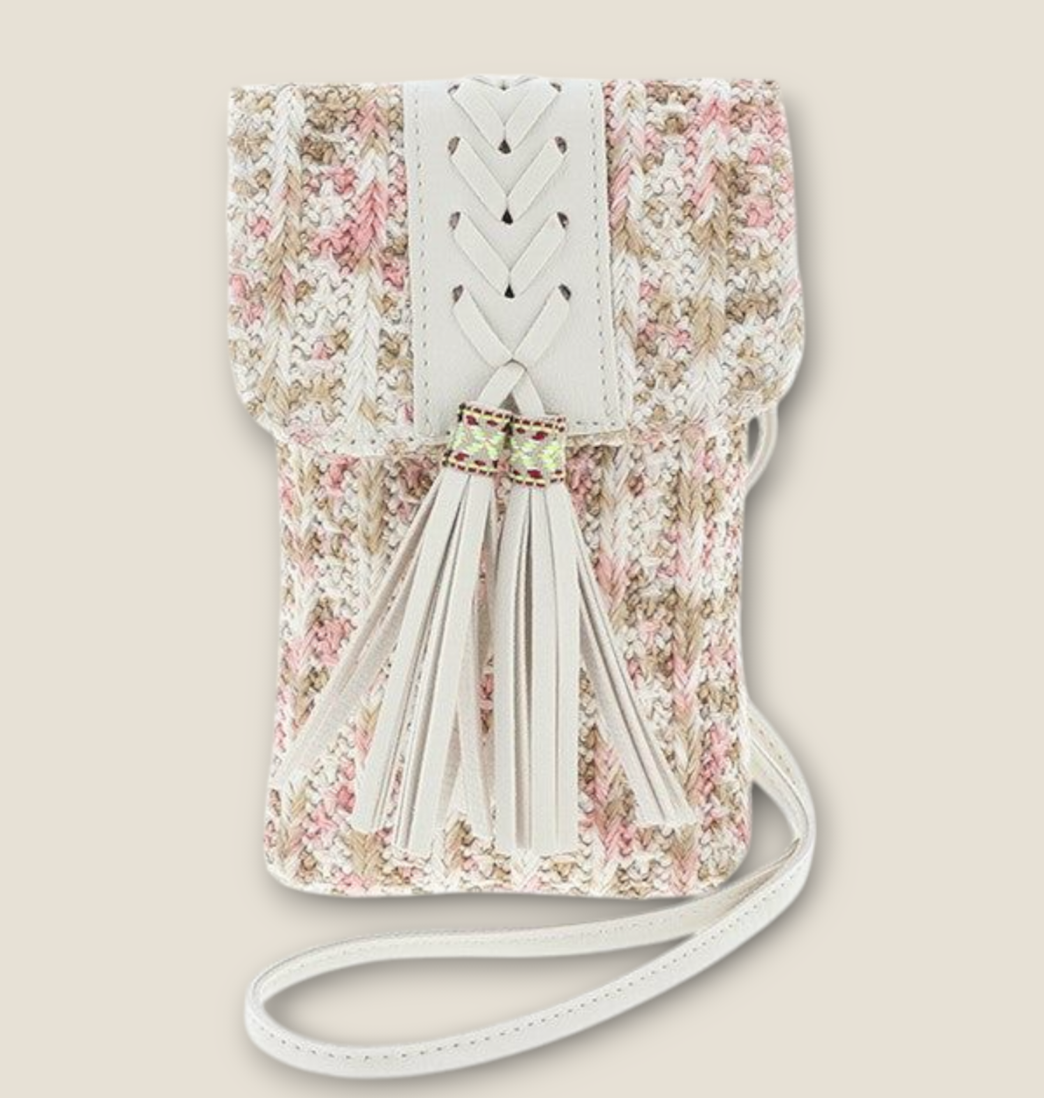 Woven Tassel Cross Body Bag Natural