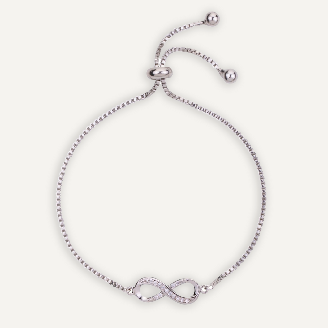 Infinity Symbol Bracelet - White Gold & Cubic Zirconia