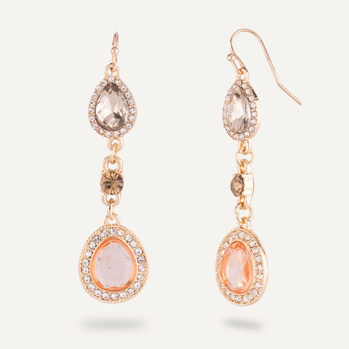 Iris - Gold & Multicoloured Crystal Teardrop Dangle Earrings