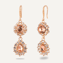 Load image into Gallery viewer, Iris - Gold &amp; Peach Crystal Long Dangle Earrings
