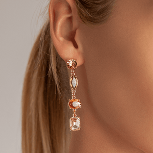 Iris - Gold & Multicoloured Crystal 4-Stone Dangle Earrings
