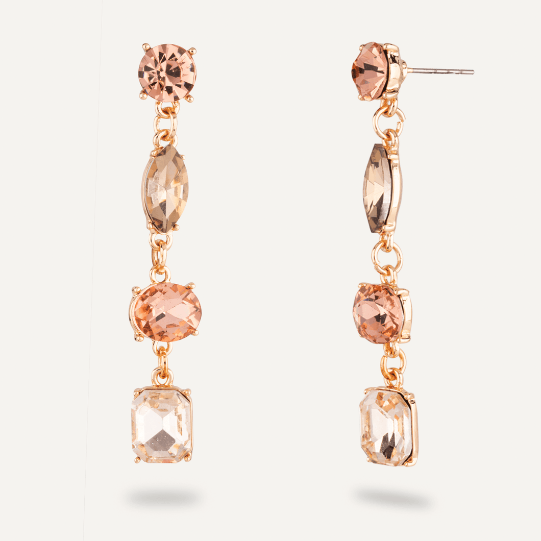 Iris - Gold & Multicoloured Crystal 4-Stone Dangle Earrings