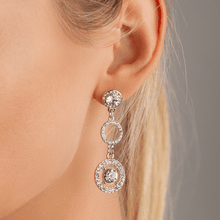 Load image into Gallery viewer, Vivienne - Silver &amp; Crystal Circle Link Drop Earrings

