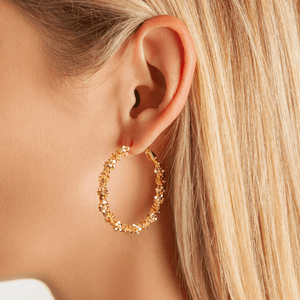 Vivienne - Textured Hoop Earrings In Gold