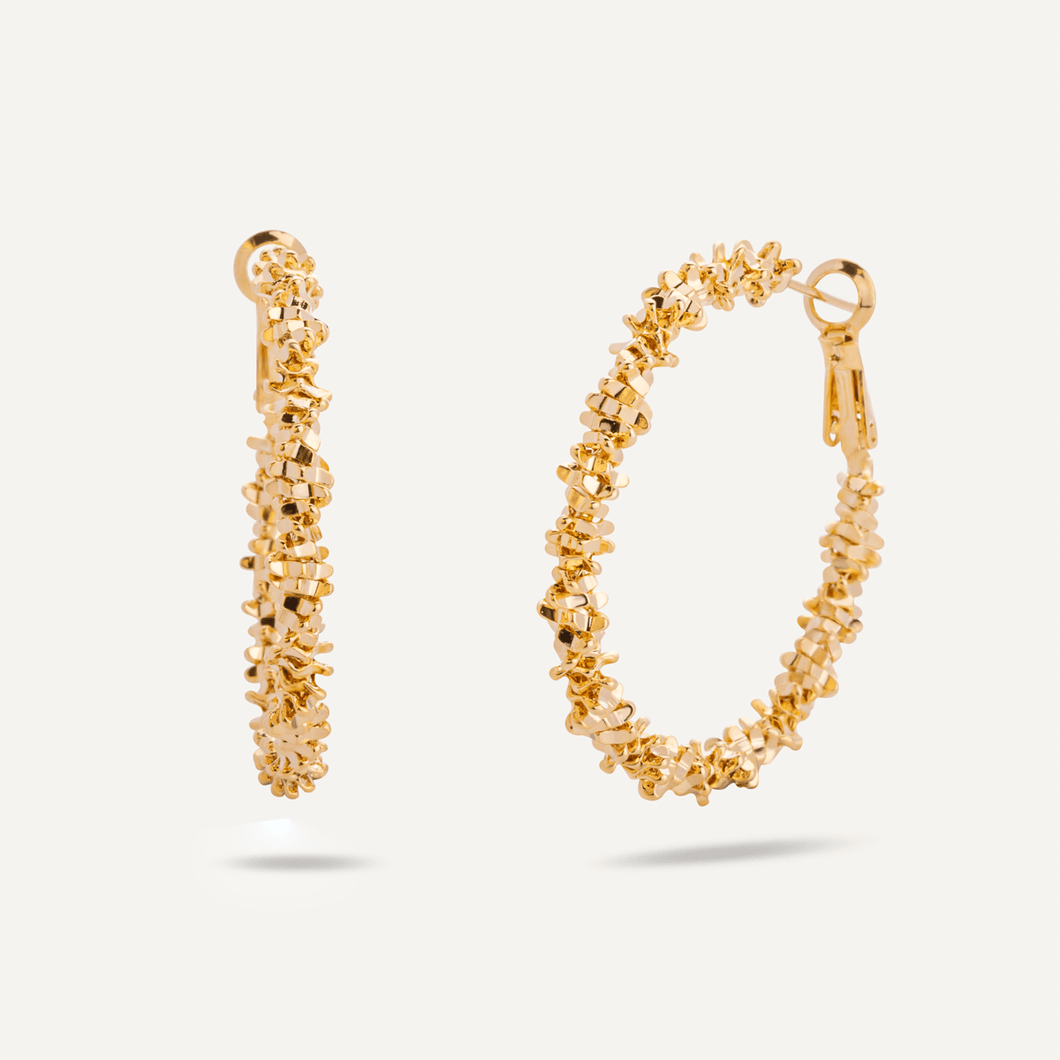 Vivienne - Textured Hoop Earrings In Gold