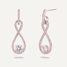 Load image into Gallery viewer, Vivienne Solitaire Twist Drop Earrings In White Gold &amp; Cubic Zirconia
