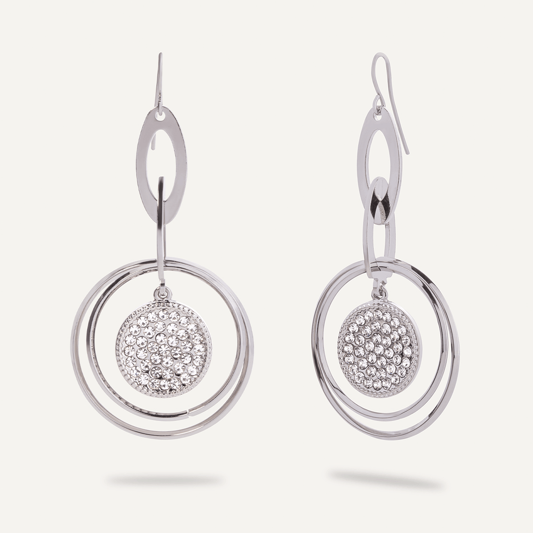 Vivienne - Crystal Geometric Dangle Earrings In Silver